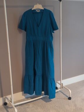 Boden 100% Cotton Blue Tiered Maxi Dress